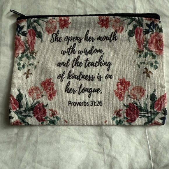 Inspirational Floral Cotton Pouch - Picture 1 of 3